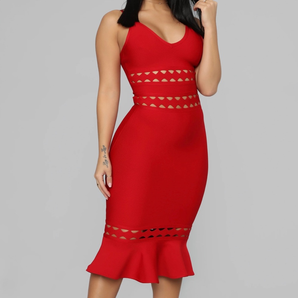Fashion Nova Red Bandage Dress